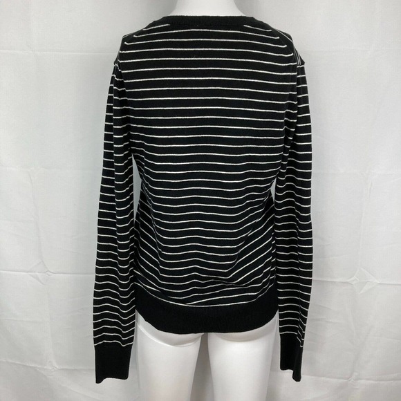 Gap Cardigan Womens Sz S Black White Striped Cotton Knit Button Up Sweater - Picture 4 of 9